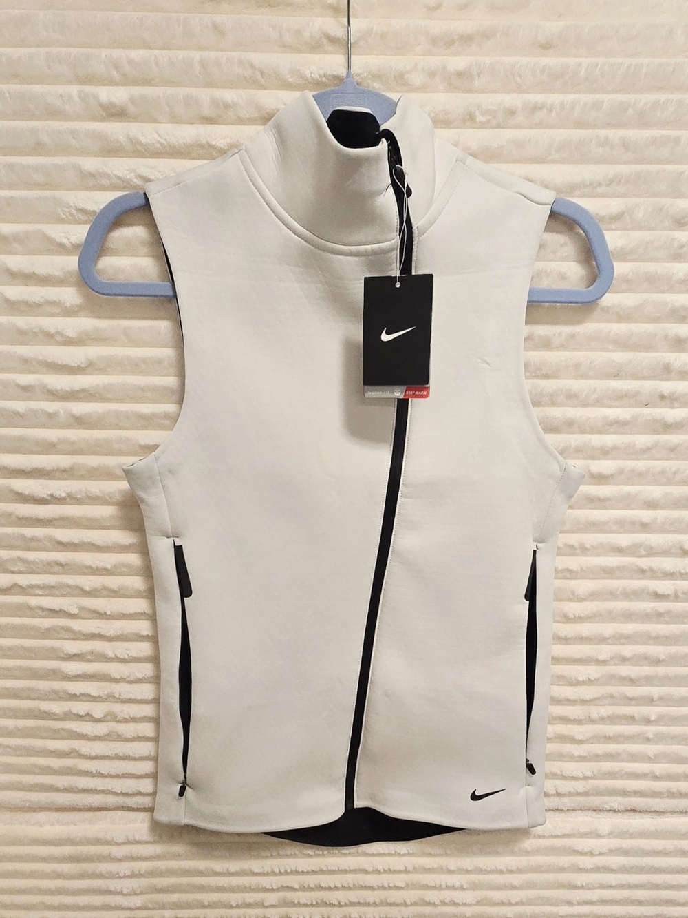 Nike Women’s Cream Sleeveless Zip Vest with Black Trim